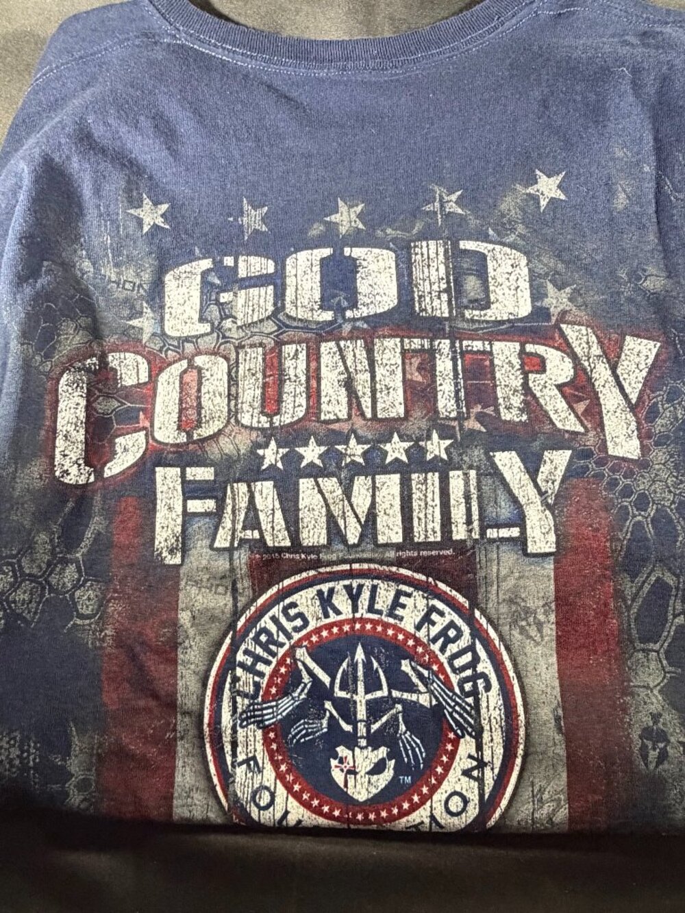 Chris Kyle Frog Foundation t shirt mens xl God Country Family Navy Tee 2015